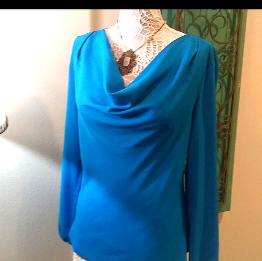 Ann Taylor Blue cowl neck blouse